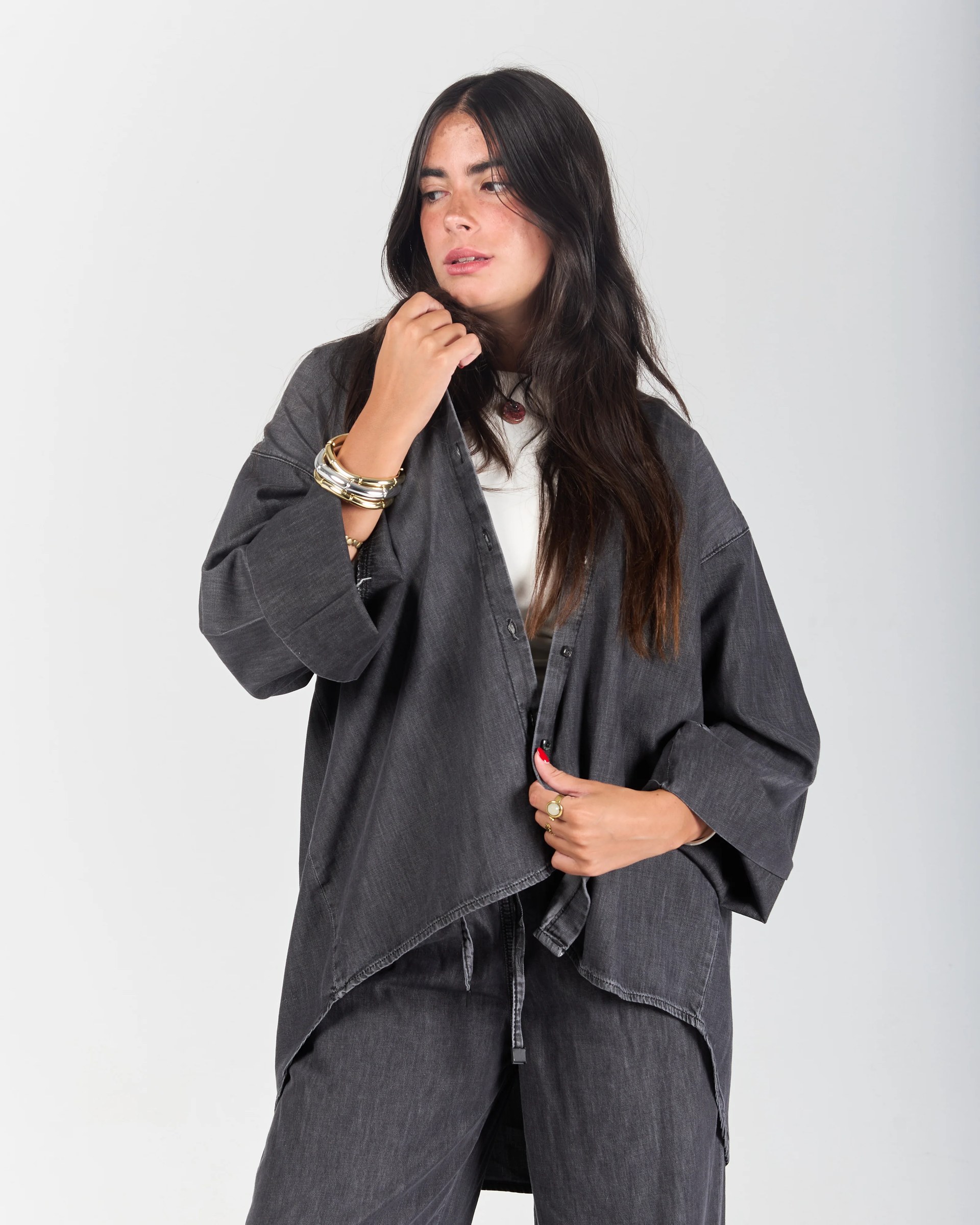 The Boxy Chill Denim Shirt - Light Blue