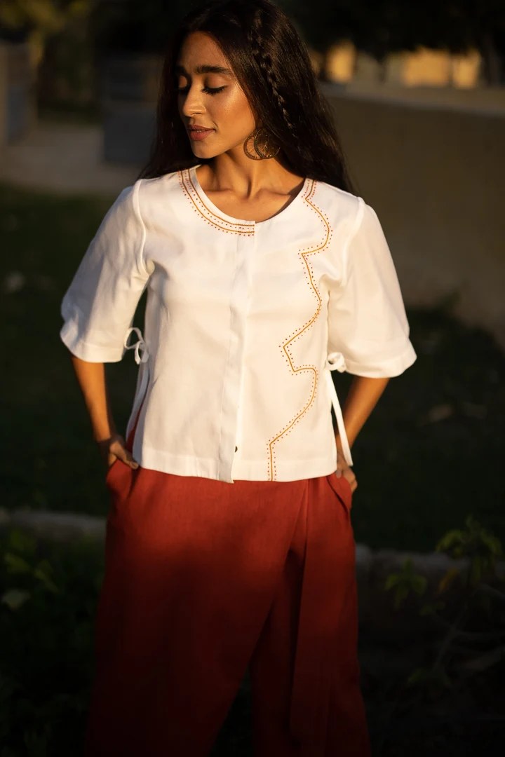 Shirfadik White Crop Shirt
