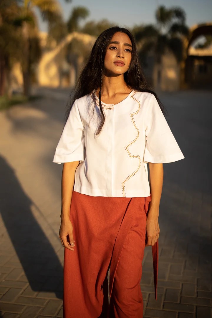 Shirfadik White Crop Shirt