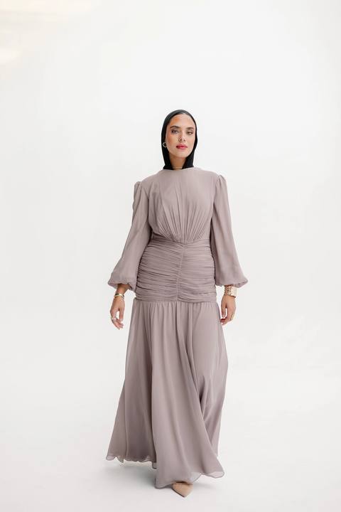 Ripple Dress in Beige