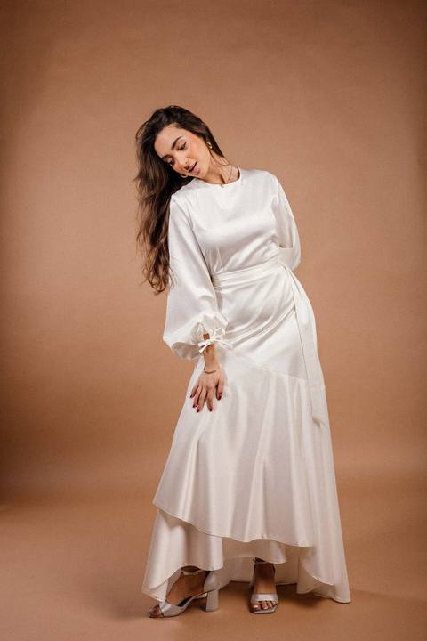 Signature Wrap Dress in Ivory