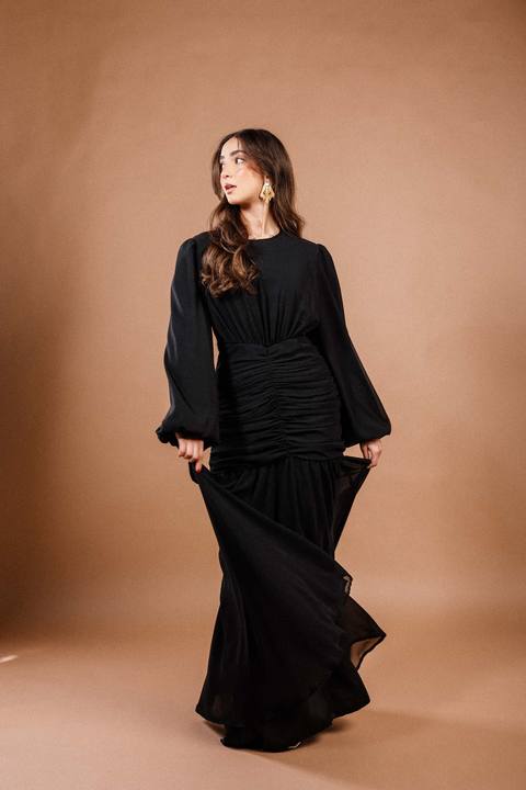 Ripple Dress in Black