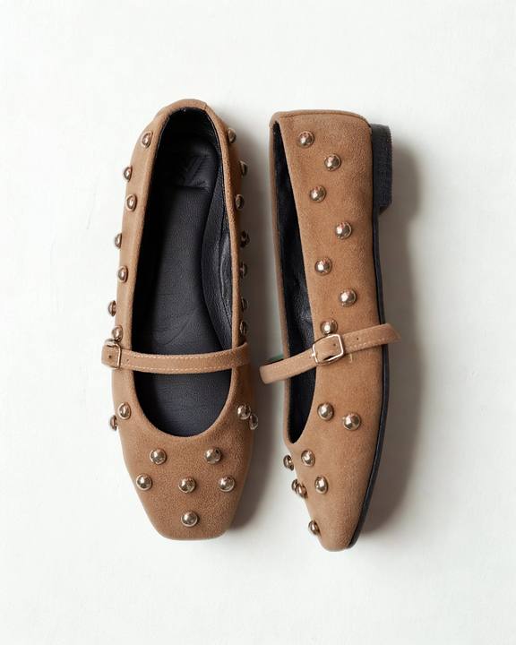 Studded beige flats