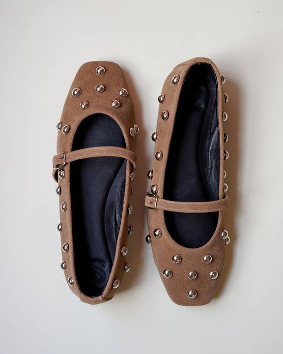 Studded beige flats