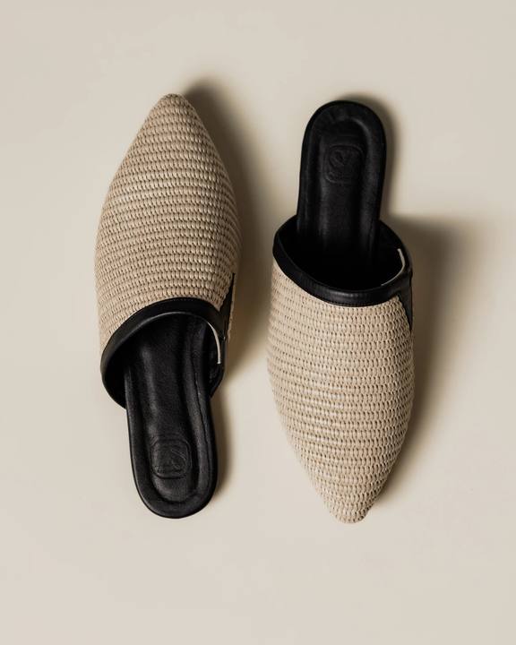 Cream canvas mules