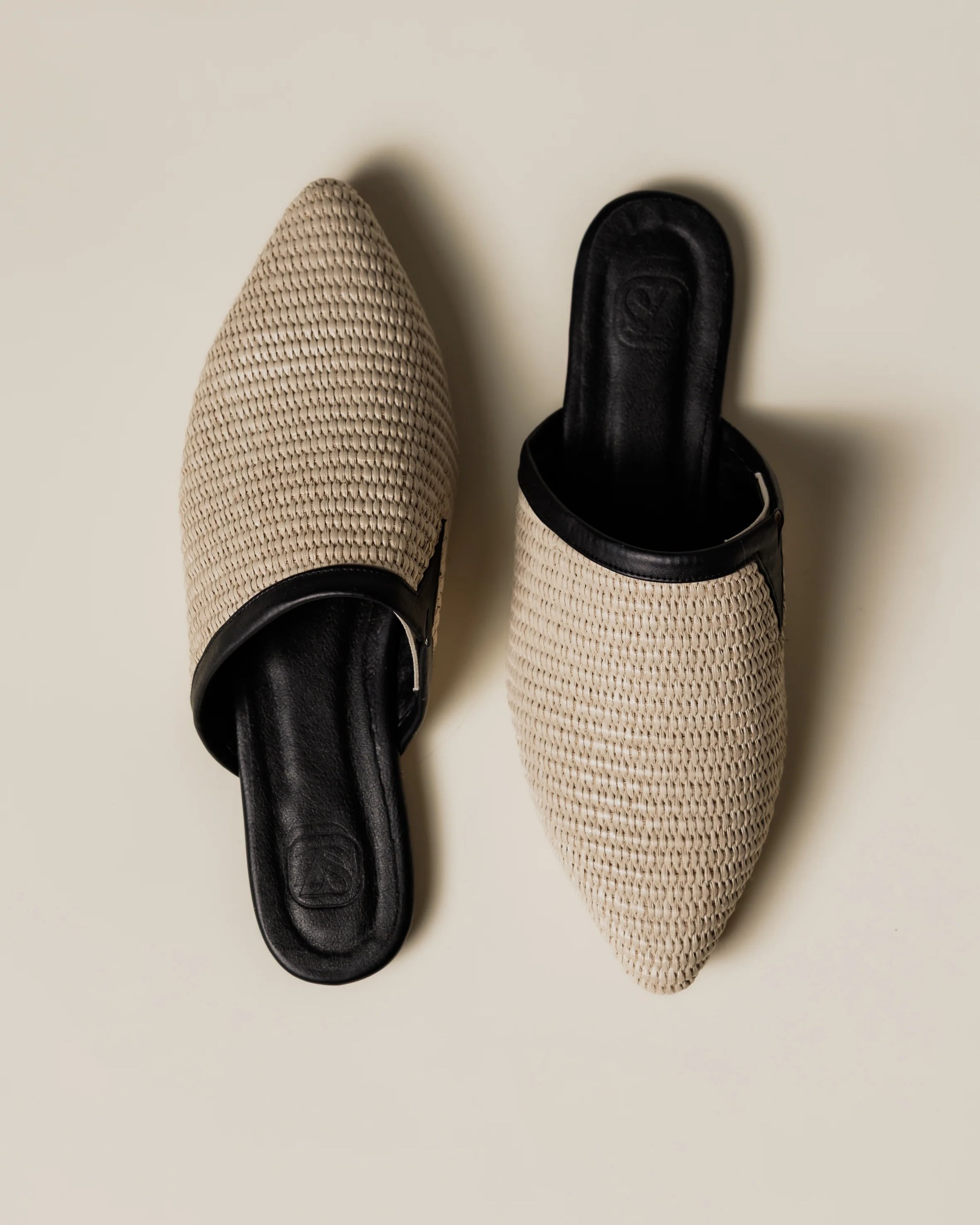 Cream canvas mules