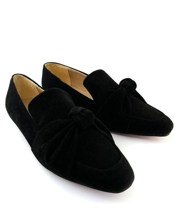 Black Square Toe Knot Loafers