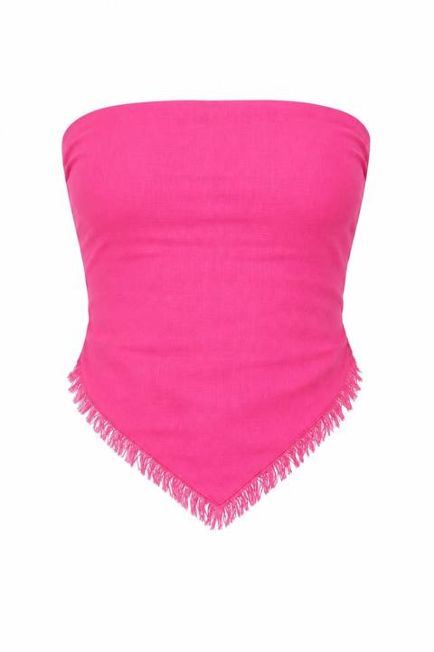 Sunset Rays Top in Linen Fuchsia