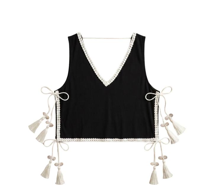 Coastal Slits Top In Black