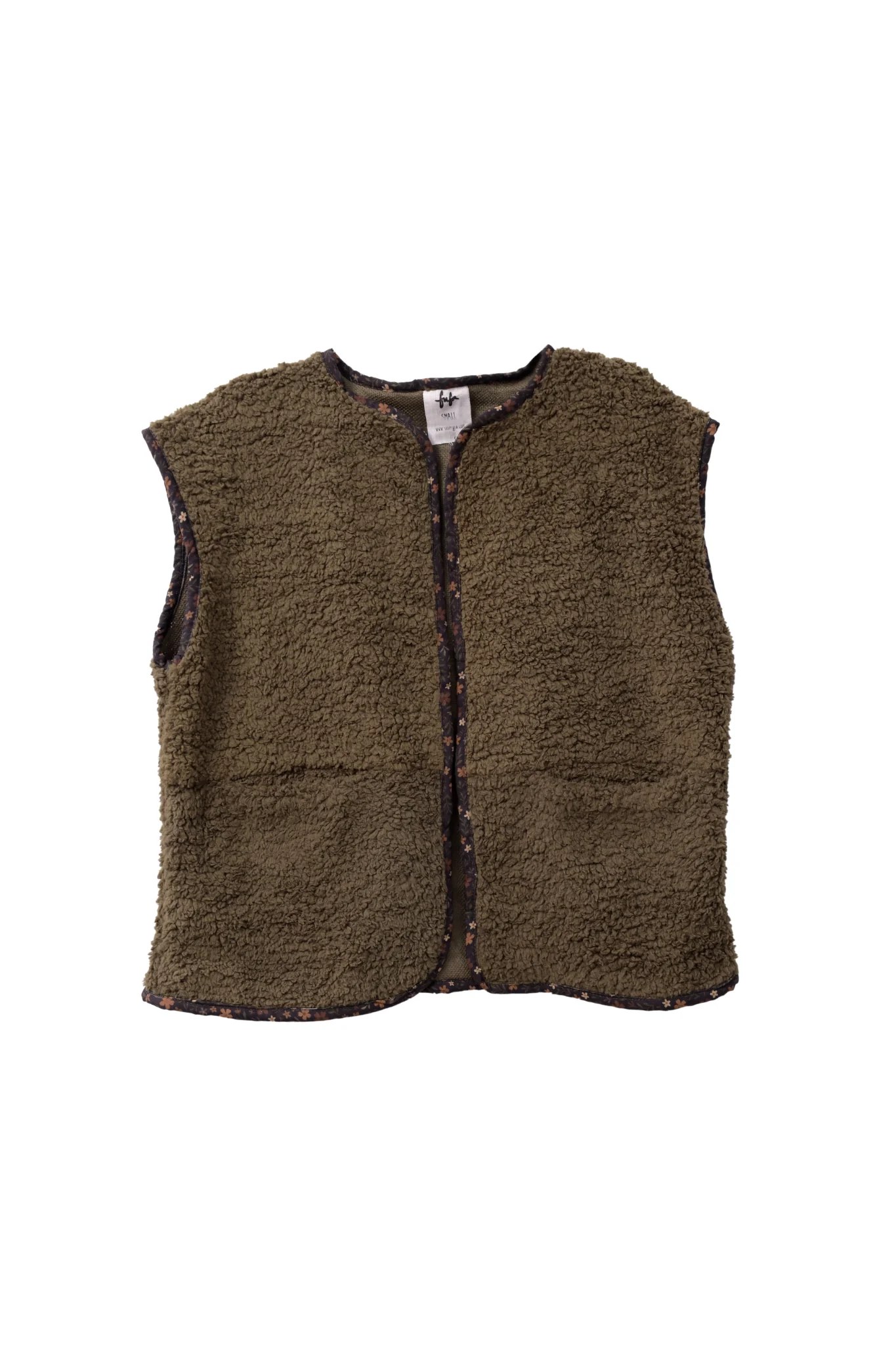 Teddy & Trim Vest in Olive