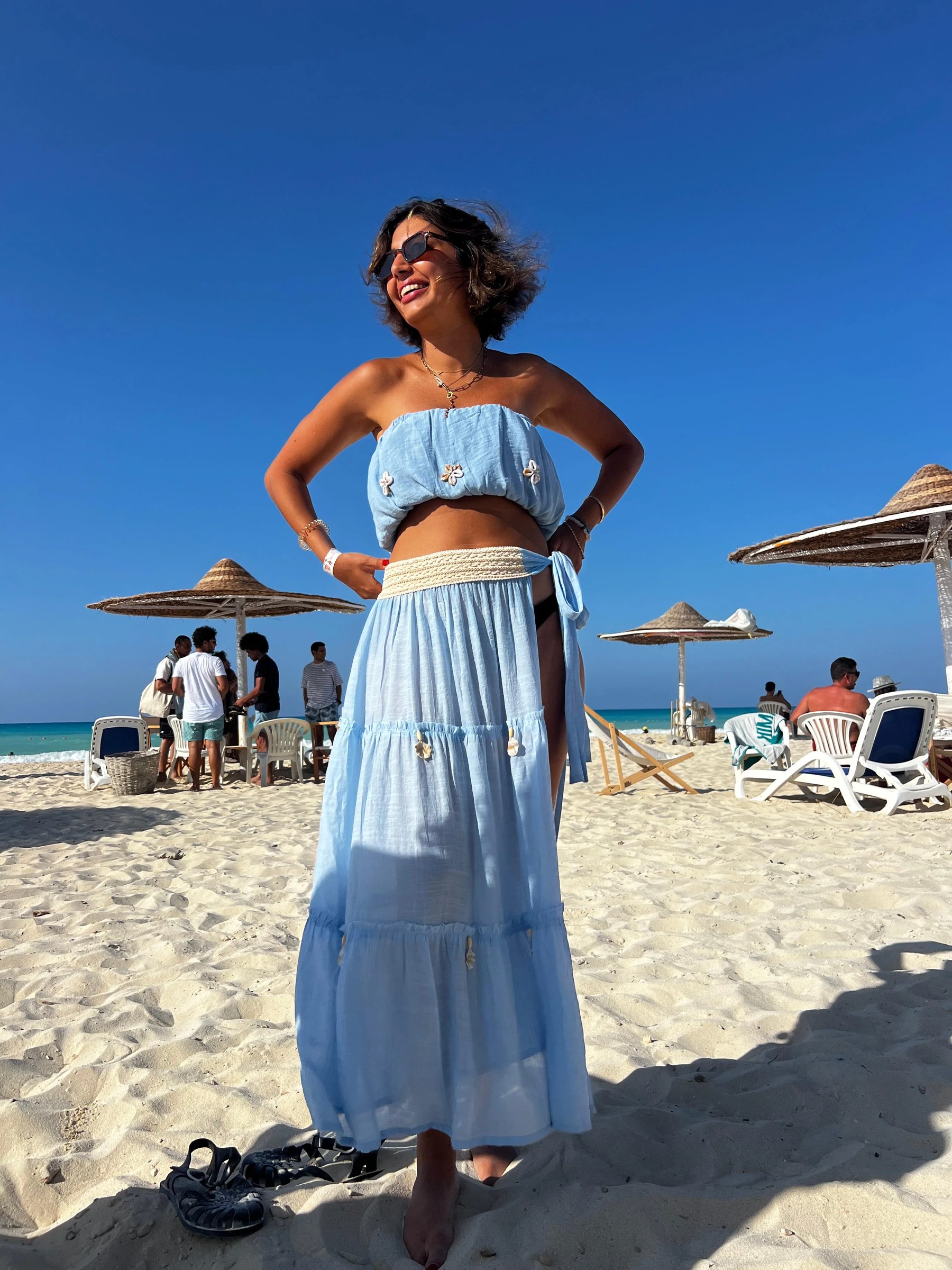 Shell Bloom Bandeau in Baby Blue