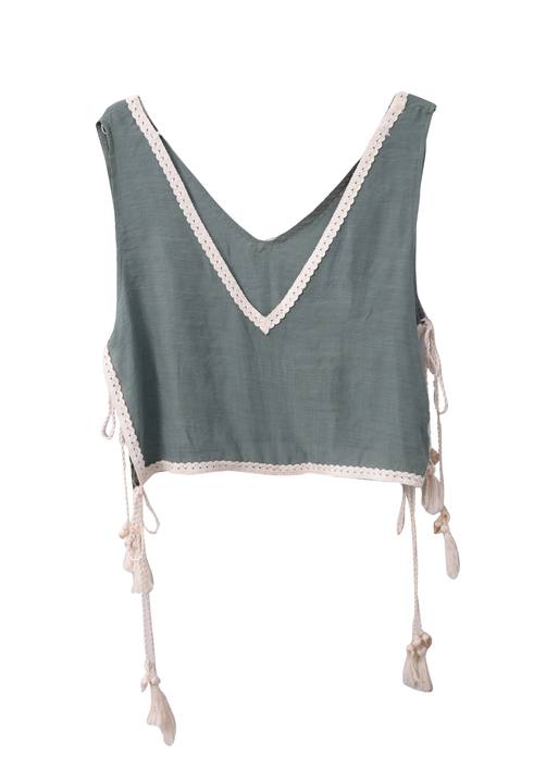 Coastal Slits Top In Olive