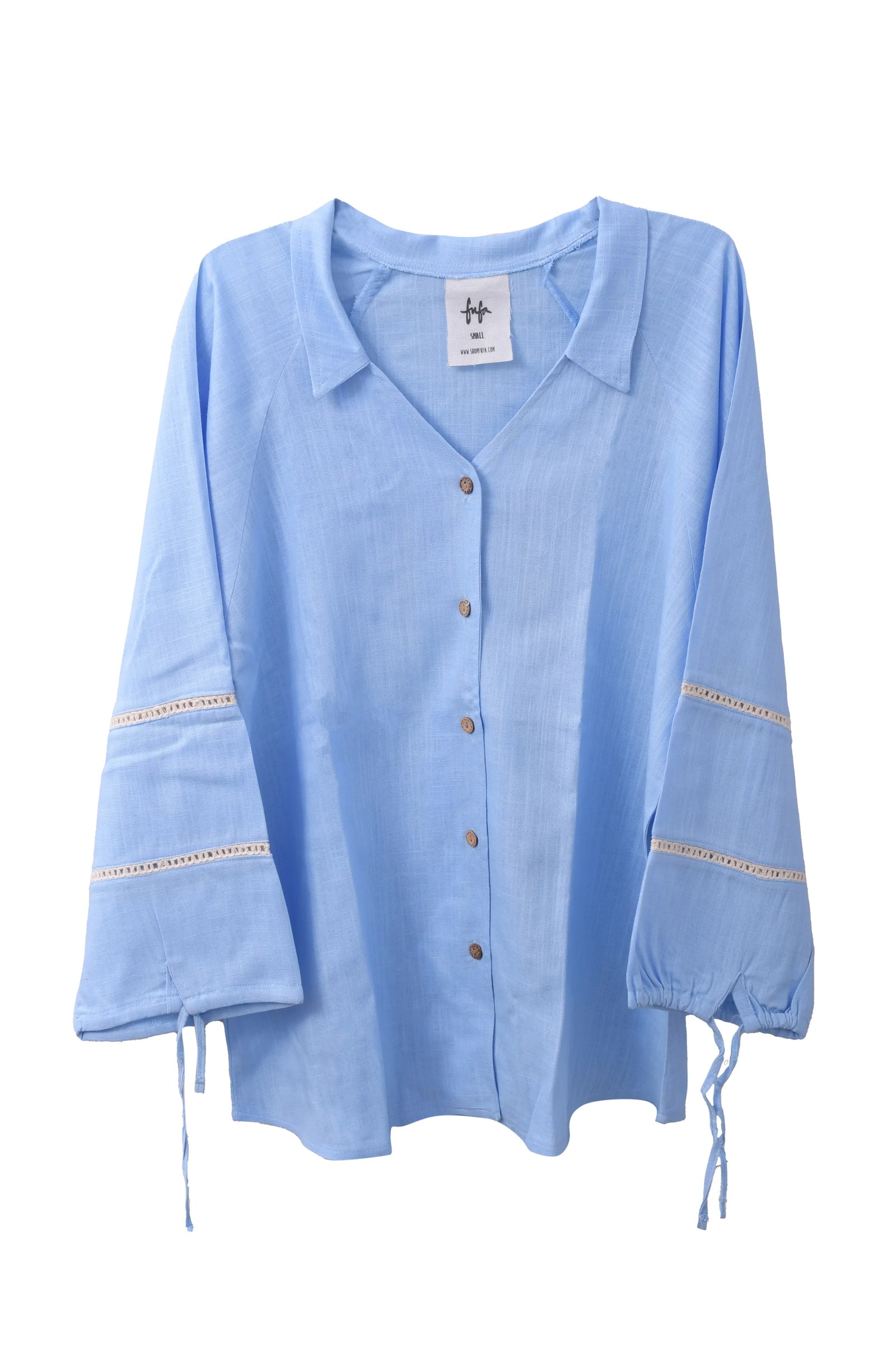 The Aziza Palm Linen Shirt in Baby Blue