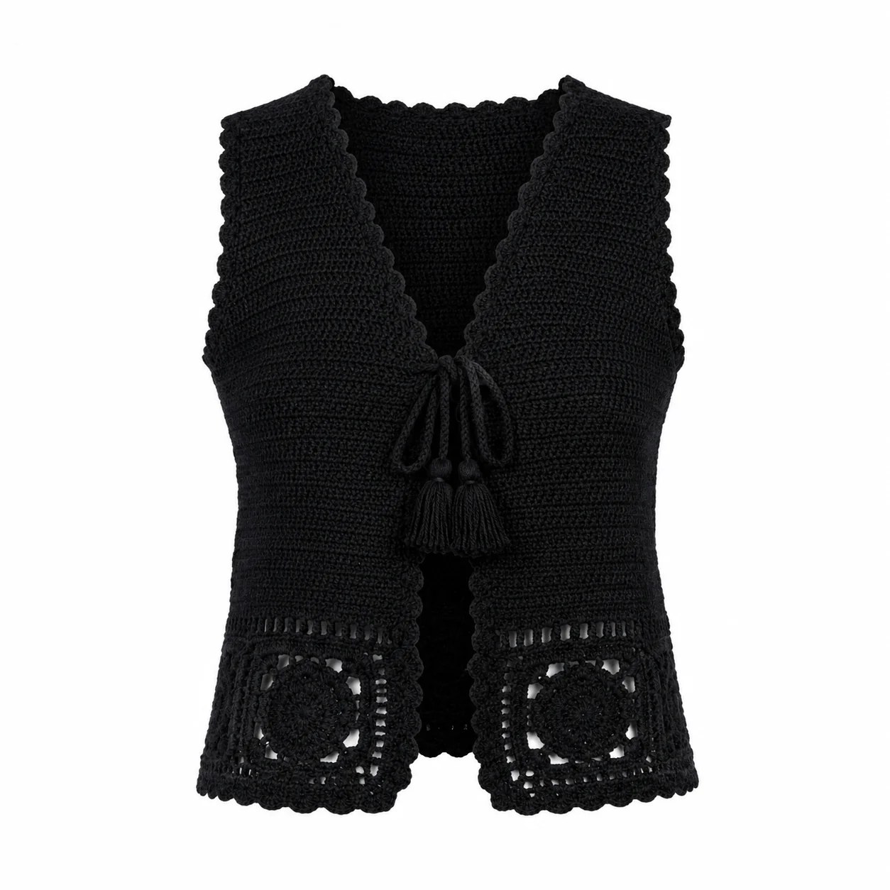 The Lady In Black Knitted Vest