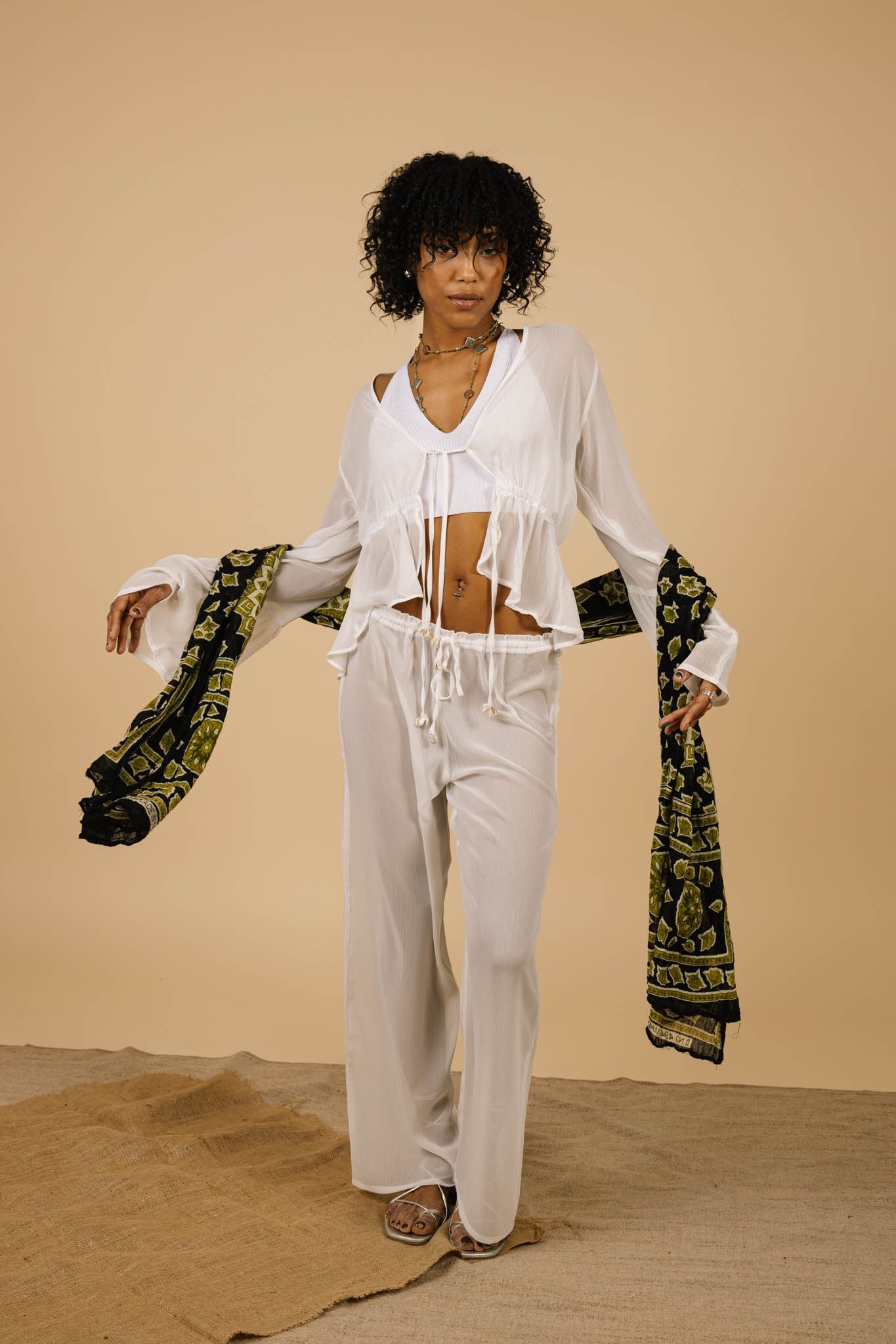 Lucky Lola Chiffon Pants in White
