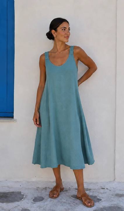 Sama Crinkle Beach Dress in Turquoise