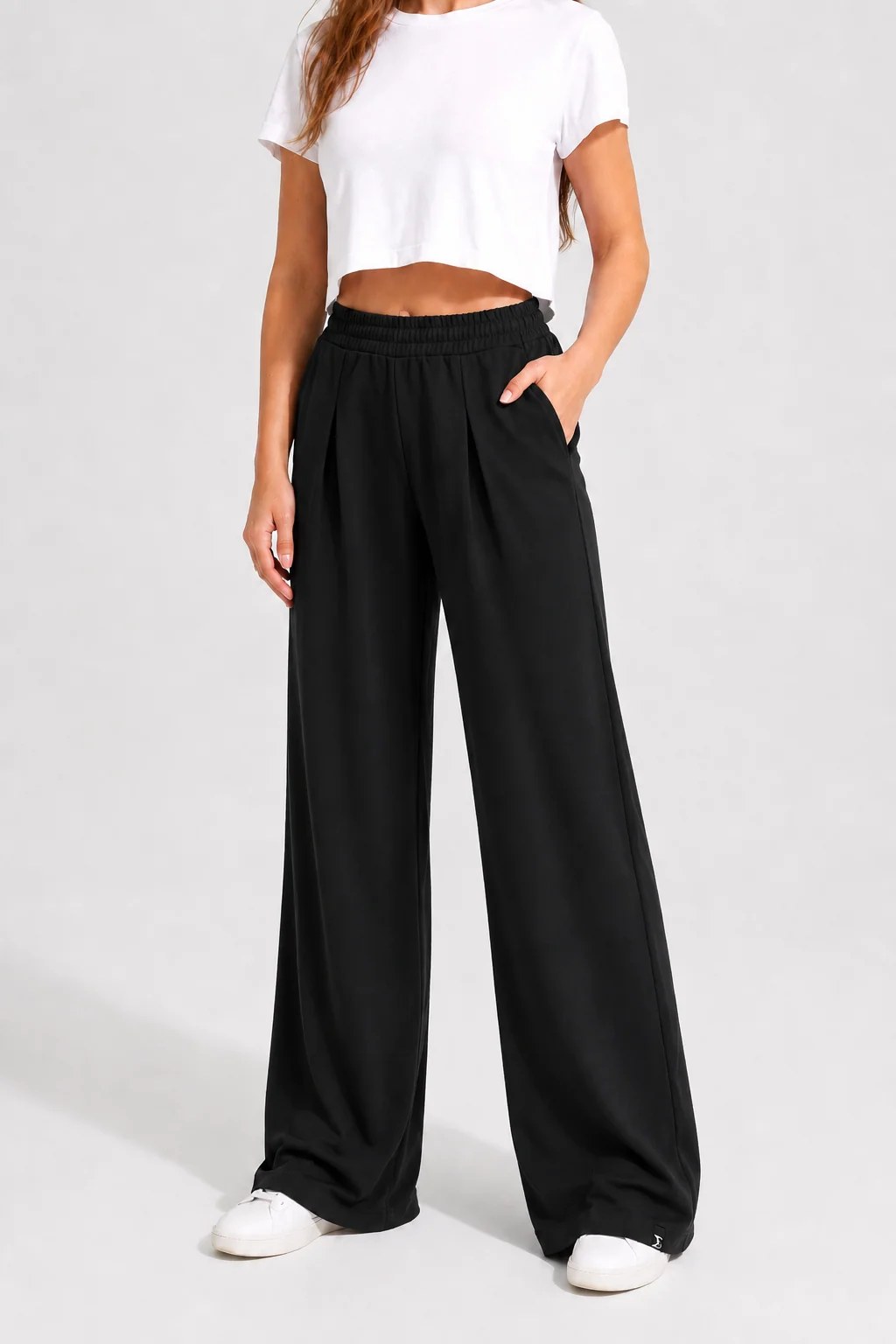 Black Modal Wide Leg Pants