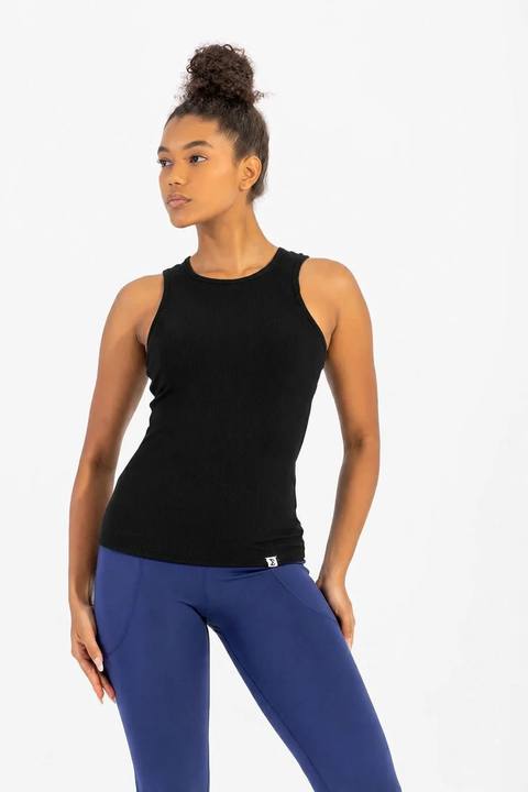 Black Daily Rib Tank Top