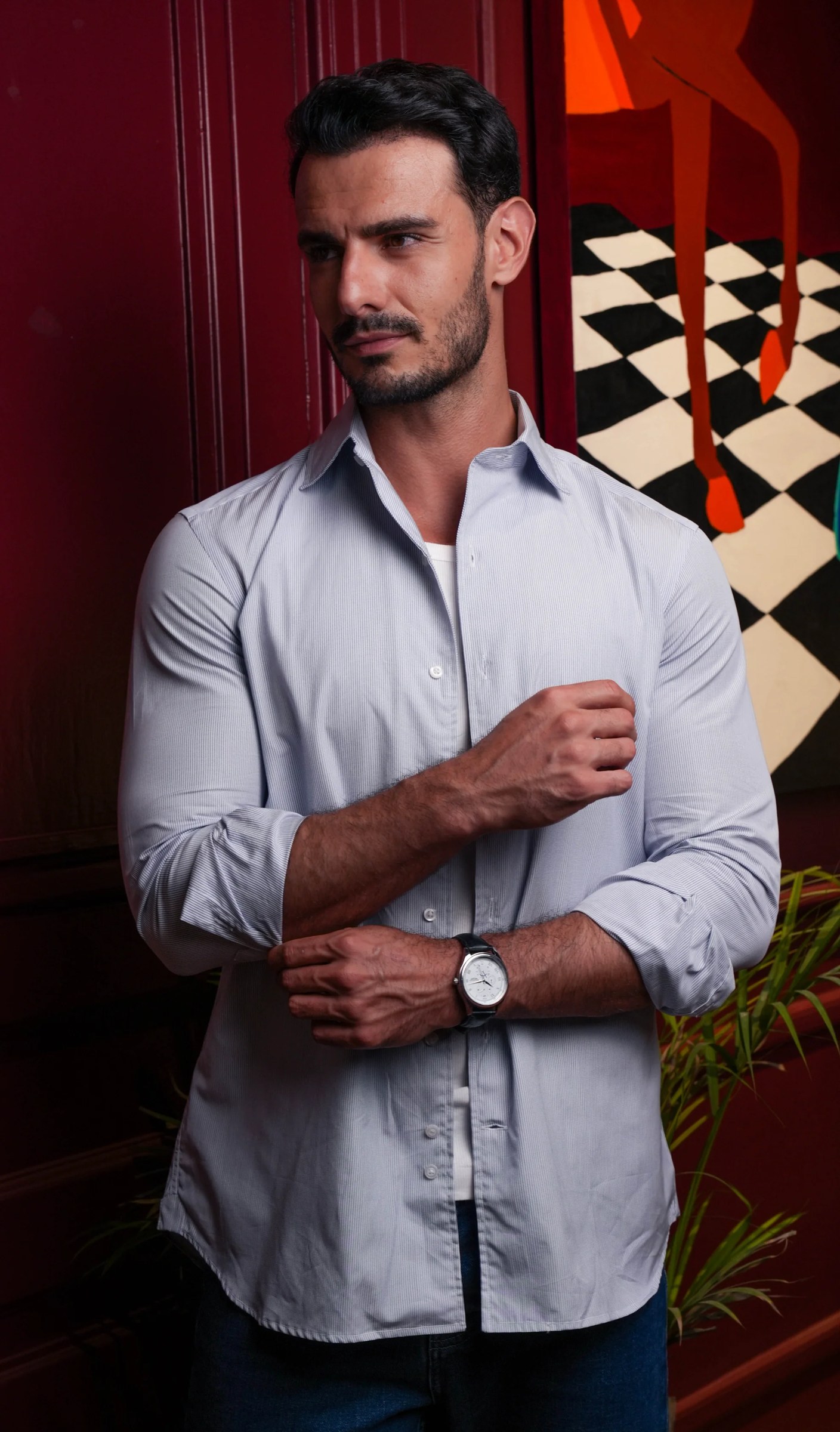 Classic Navy Pinstripe Shirt