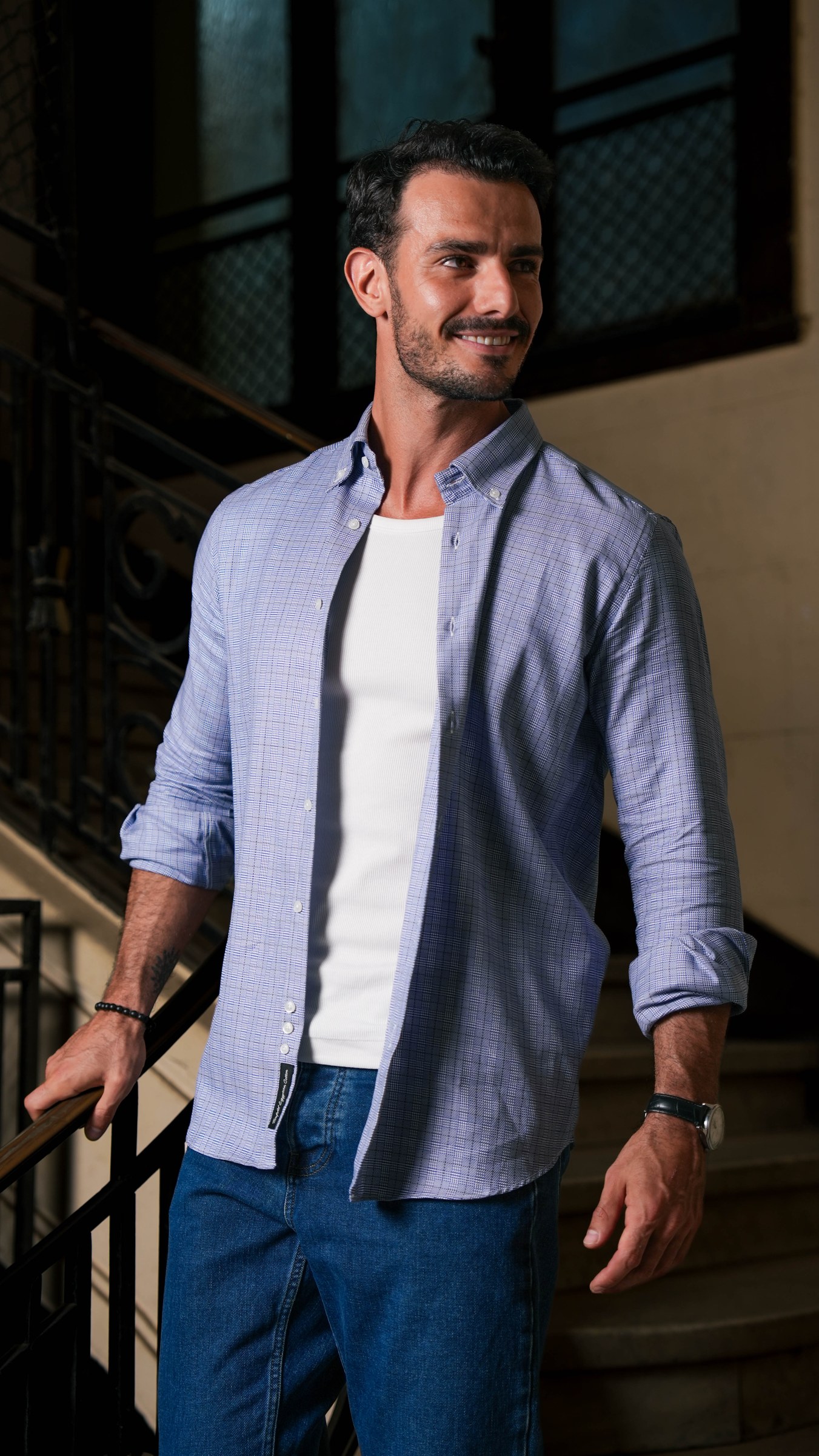 Navy Chevron Check Shirt
