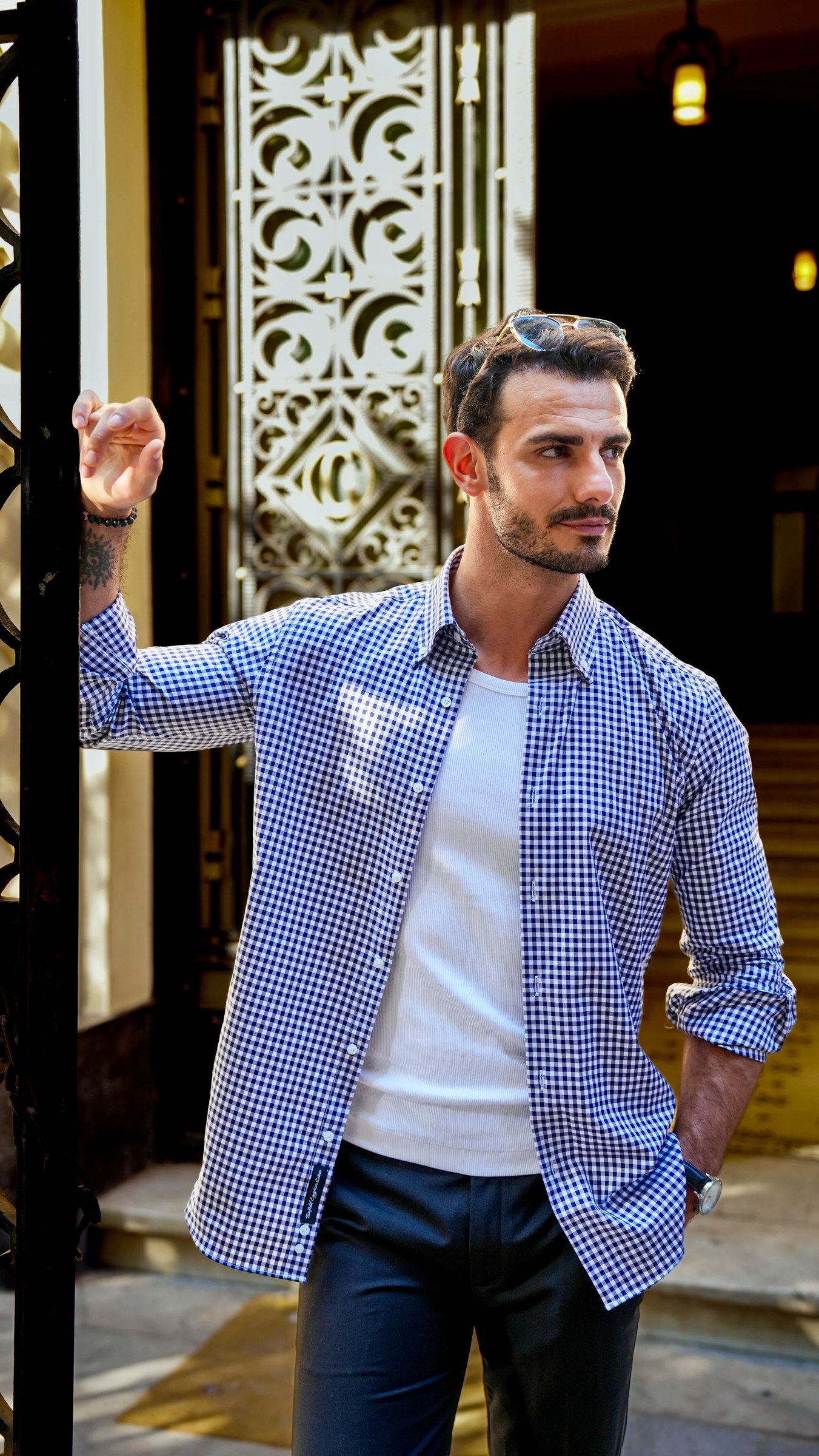 Navy Check Fine Twill Shirt