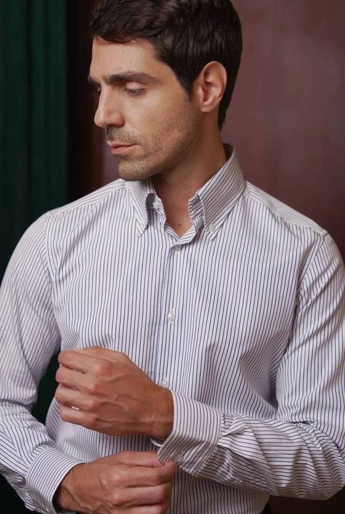 Navy Pinstripe Shirt
