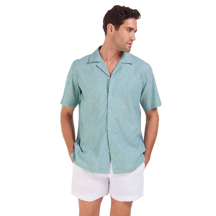 Green Linen Shirt - Half Sleeve