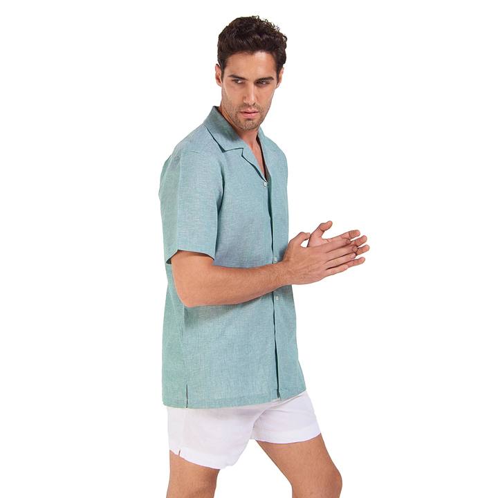 Green Linen Shirt - Half Sleeve