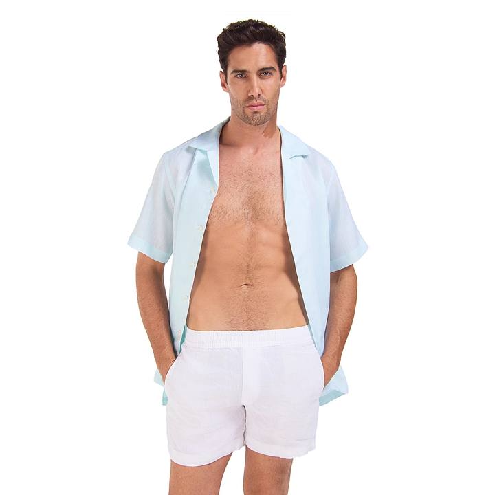 Mint Green Linen Shirt - Half Sleeve