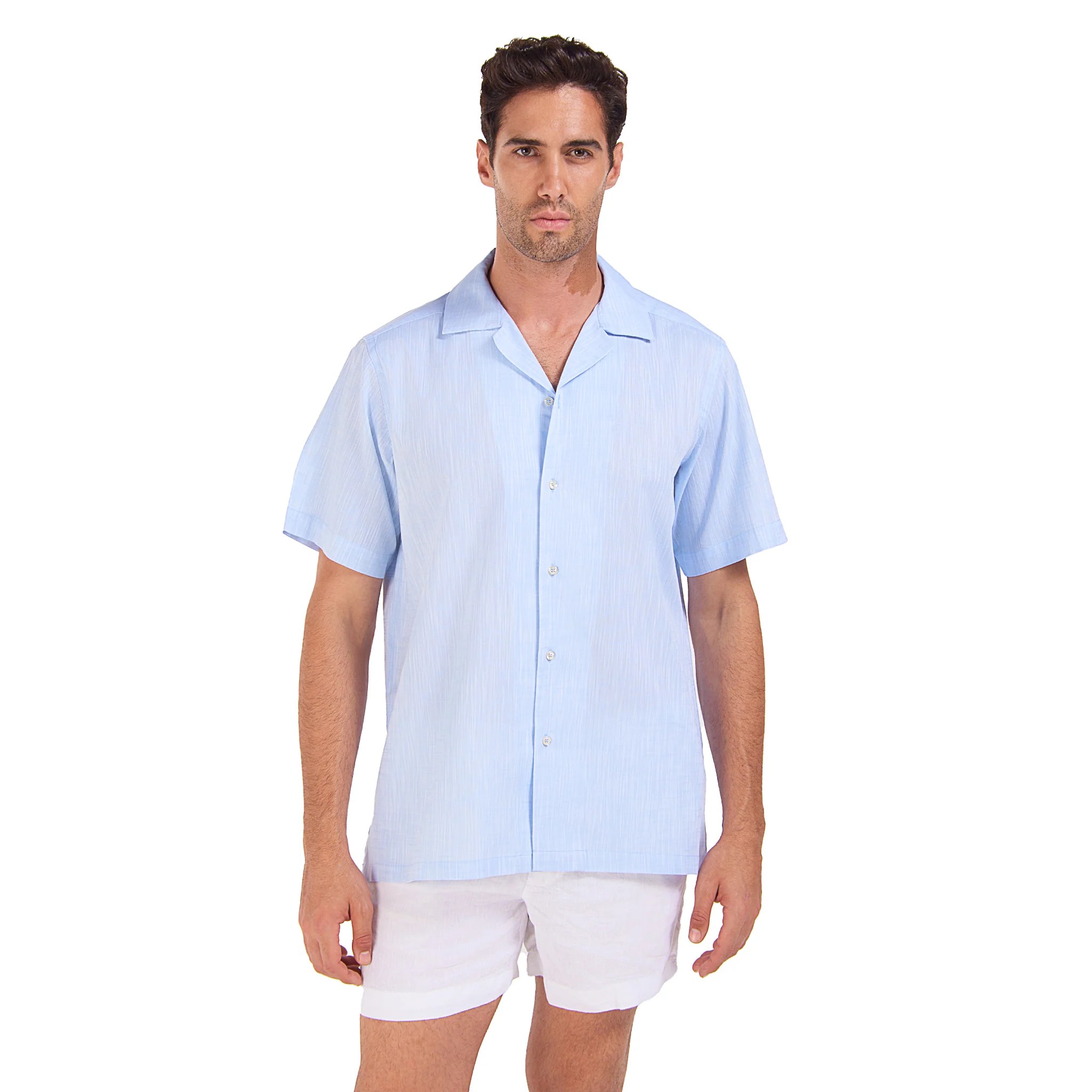 Light Blue Linen Shirt - Half Sleeve