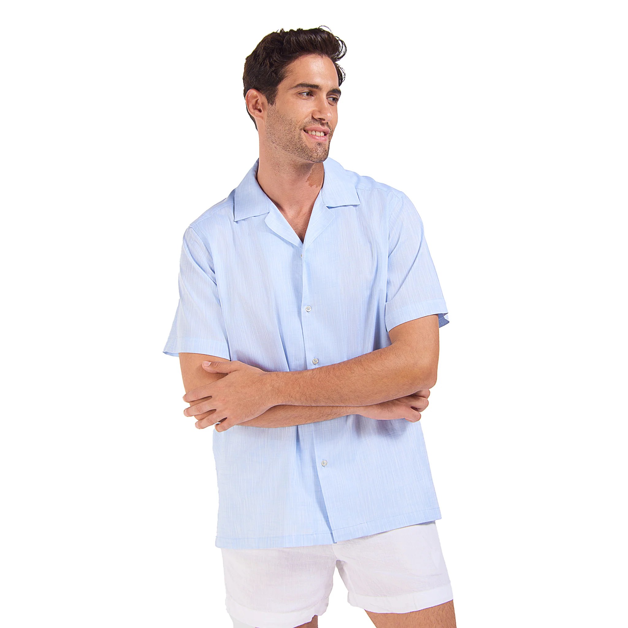 Light Blue Linen Shirt - Half Sleeve