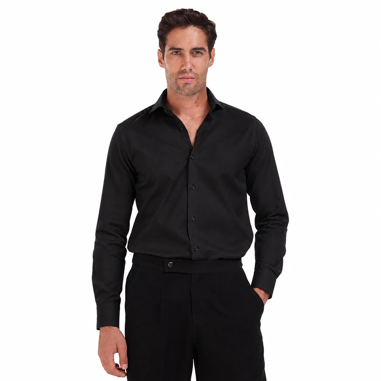 Black Dobby Pattern Shirt