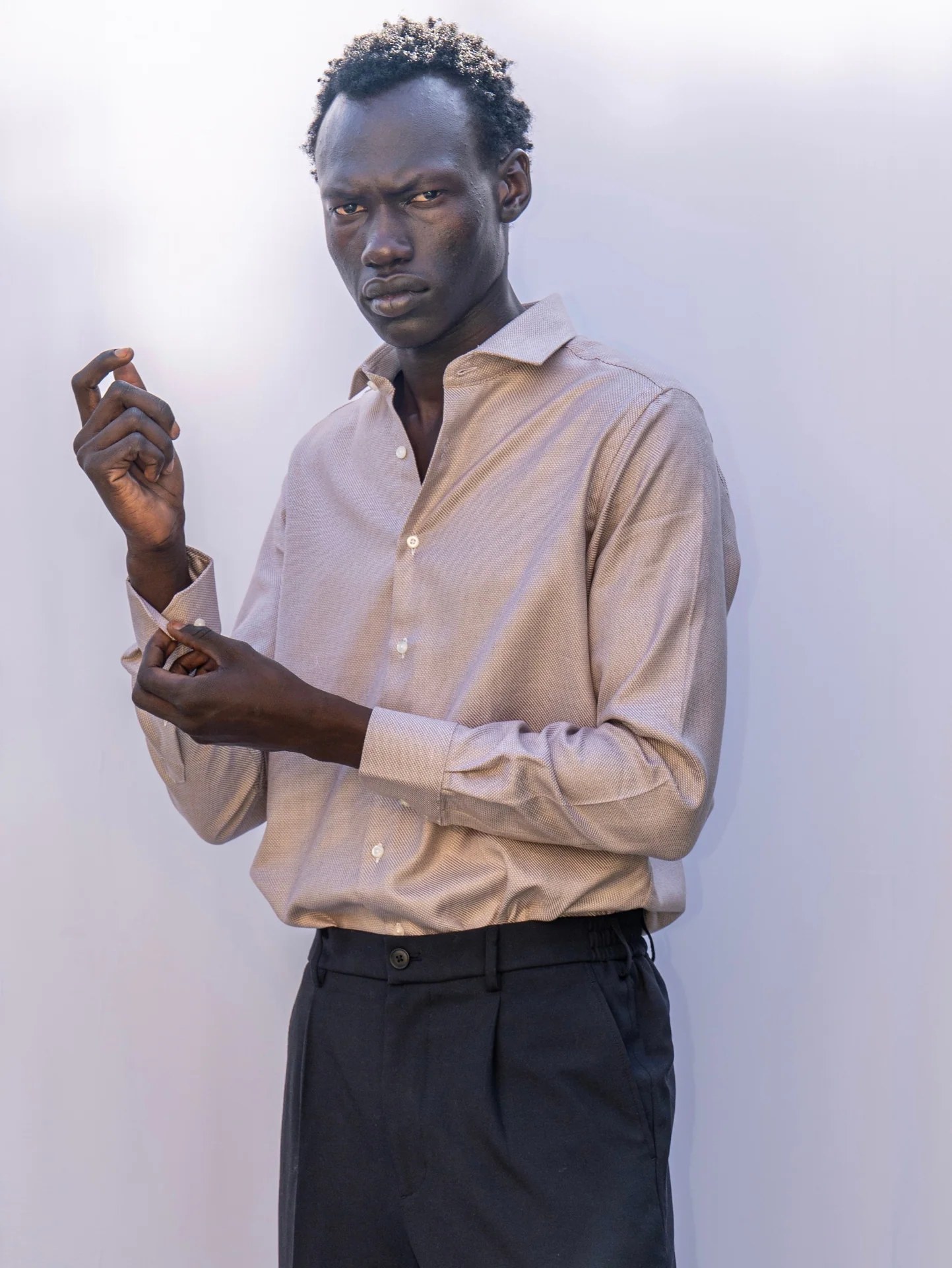 Beige Diagonal Mouliné Shirt