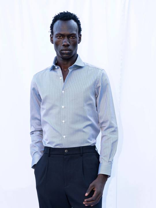 Navy Herringbone Shirt