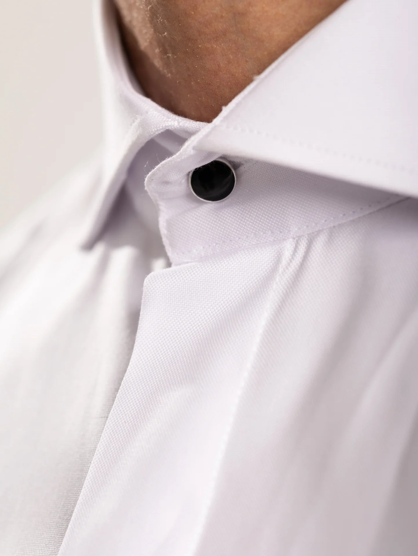 White Oxford Cufflinks - Black Button Shirt