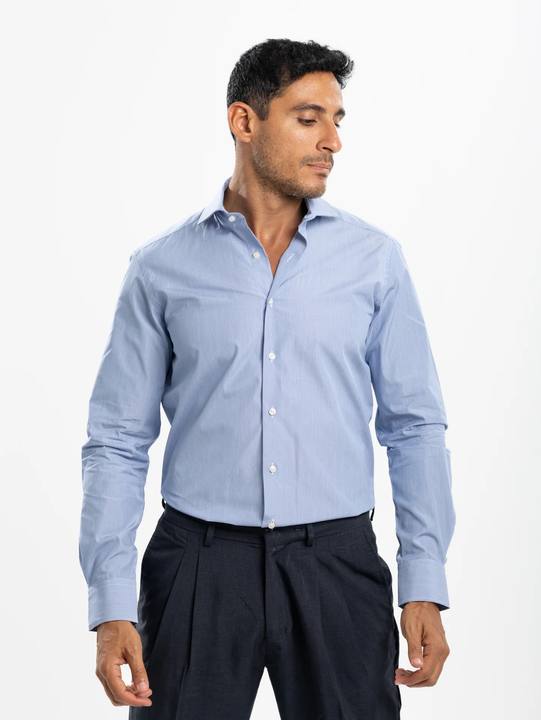 Navy Striped Poplin Shirt