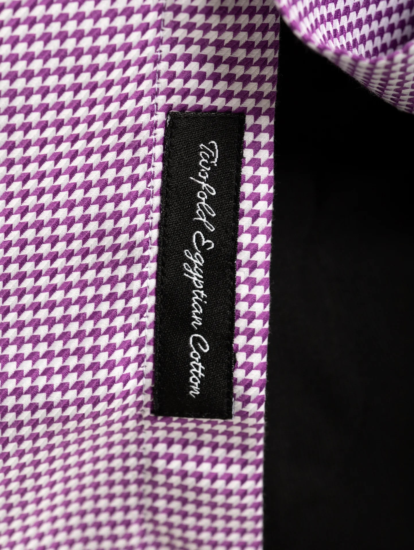 Purple Houndstooth White Collar Shirt