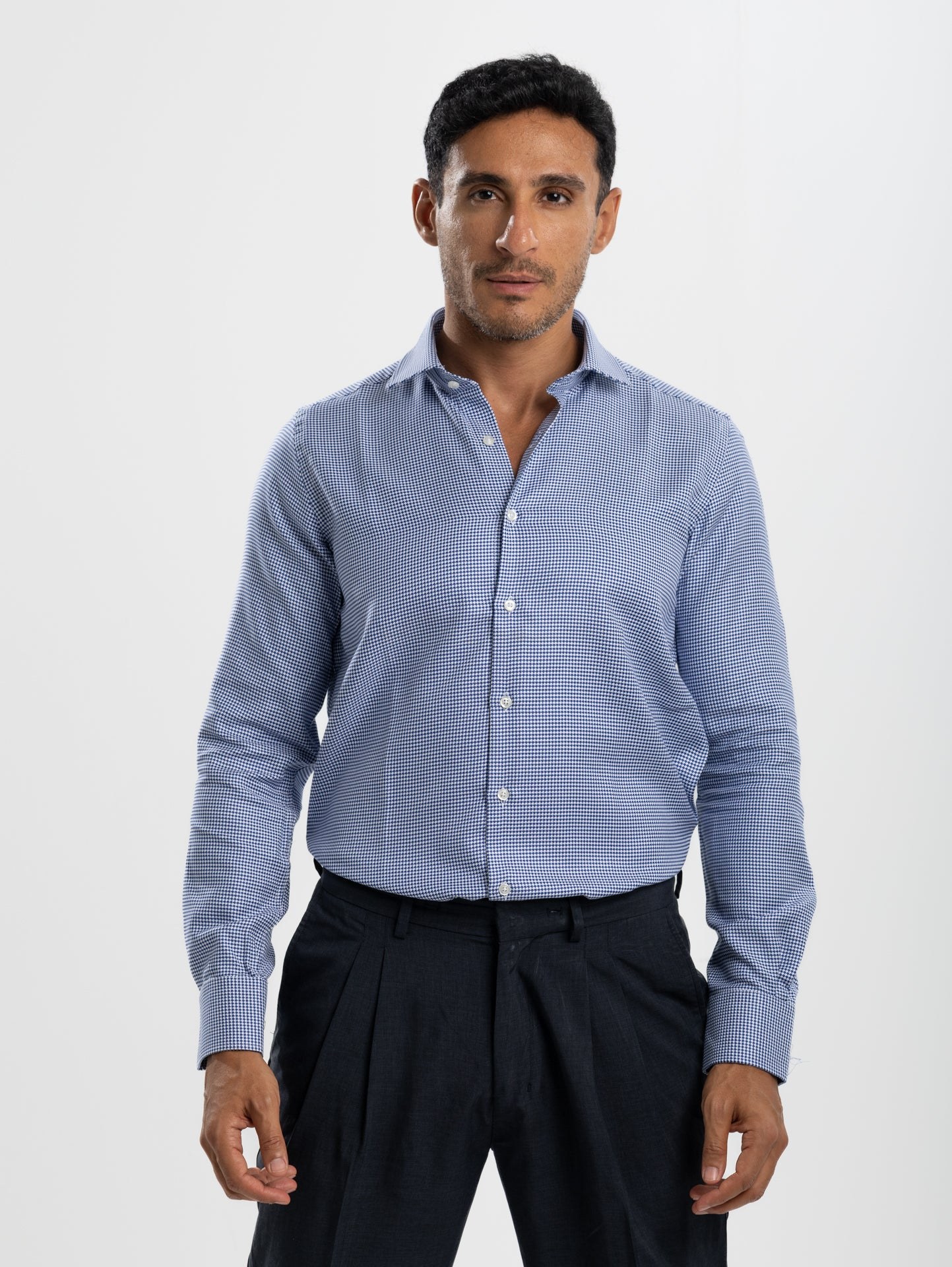 Navy Houndstooth Shirt