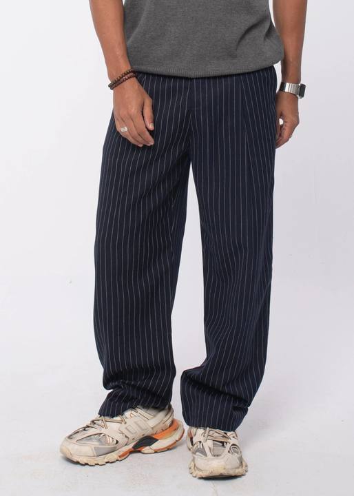 Striped Tailored Pants in Navy
