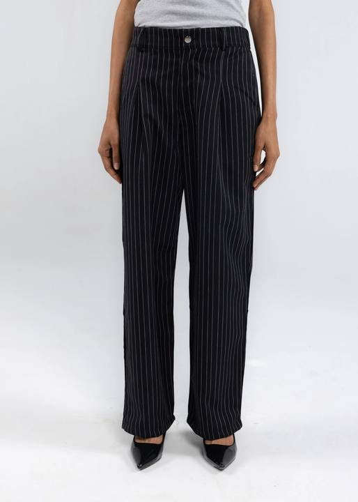 Striped Tailored Pants in Black