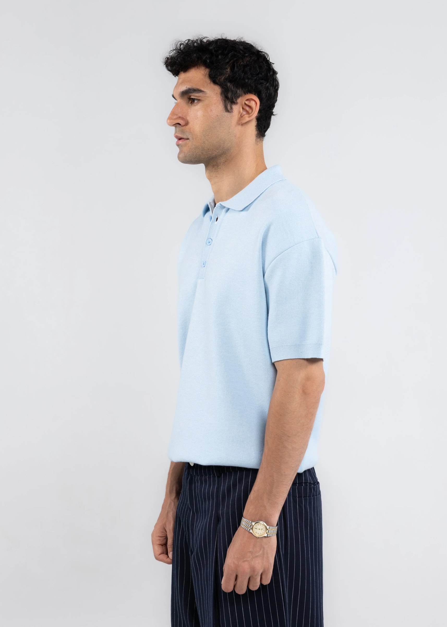 The 3 Button Polo In Baby Blue