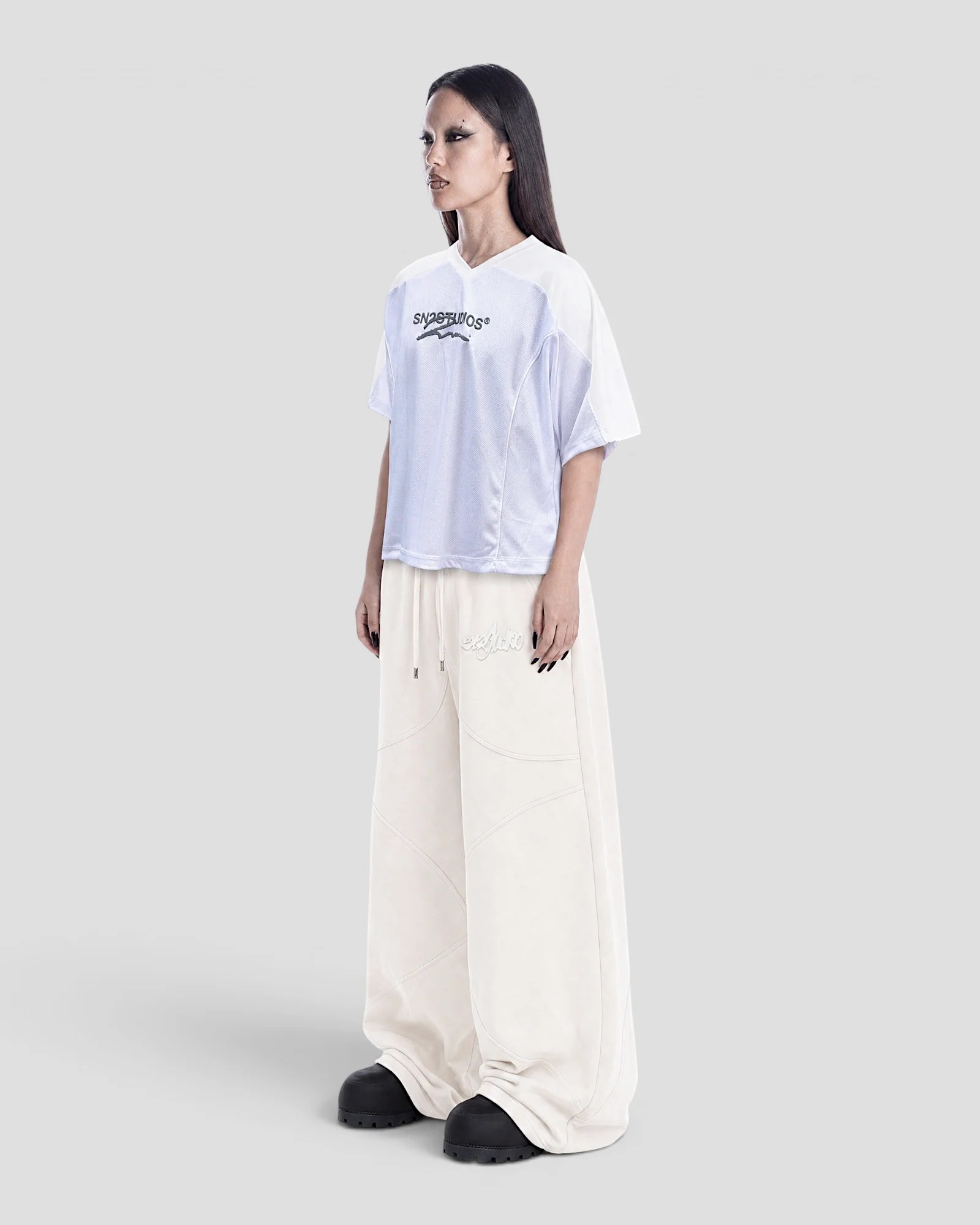 DEMENTE NUMERAL WHITE AND OFFWHITE JERSEY