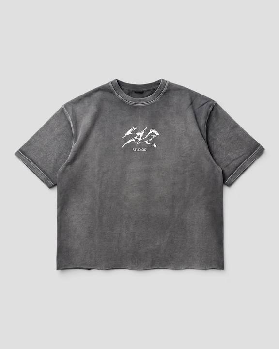 HUMO GREY WASHED DISTRESSED REGULAR TEE