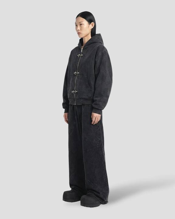 CORE CLASP WASHED HOOD DOUBLE LAYERED WORKER JACKET