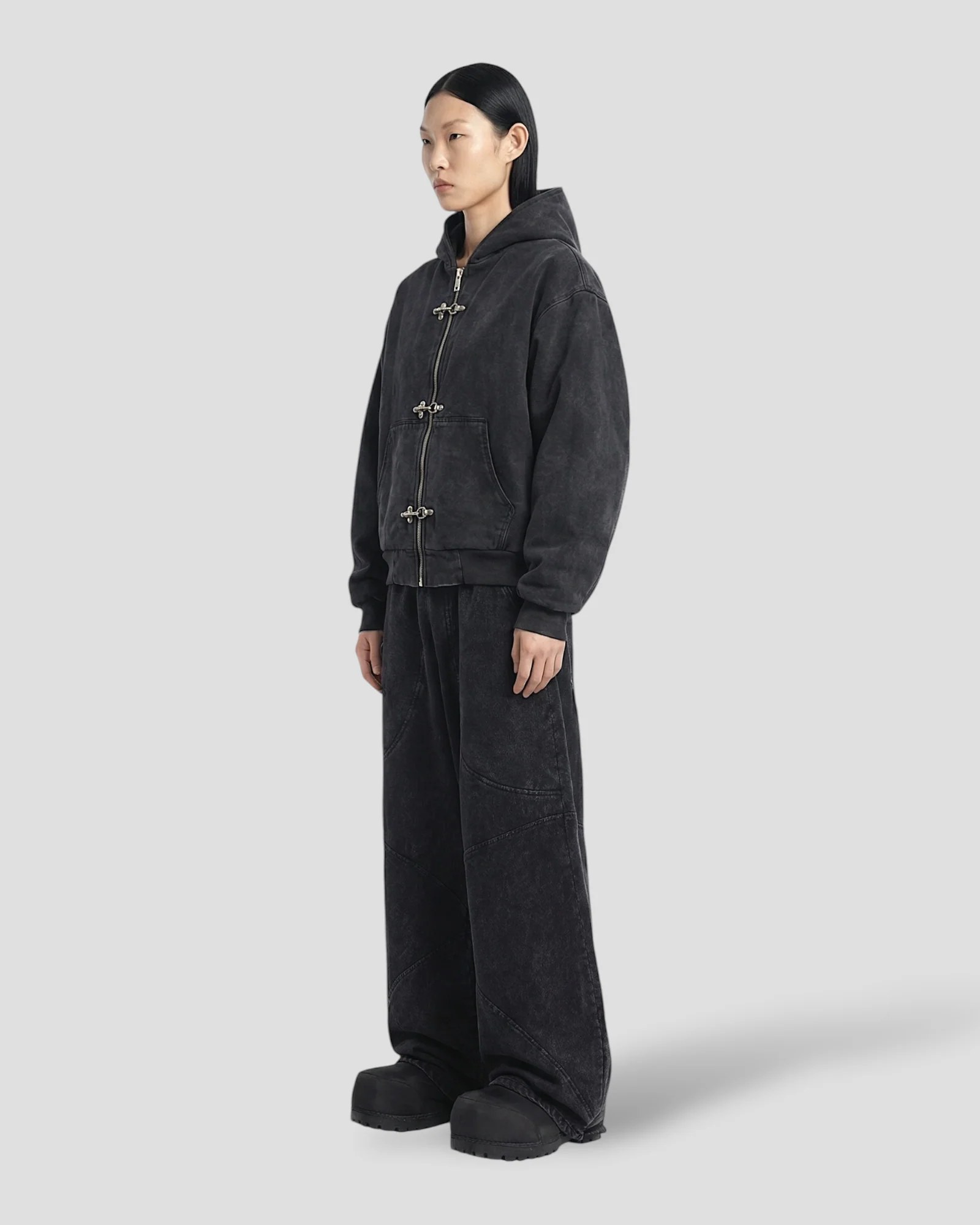 CORE CLASP WASHED HOOD DOUBLE LAYERED WORKER JACKET