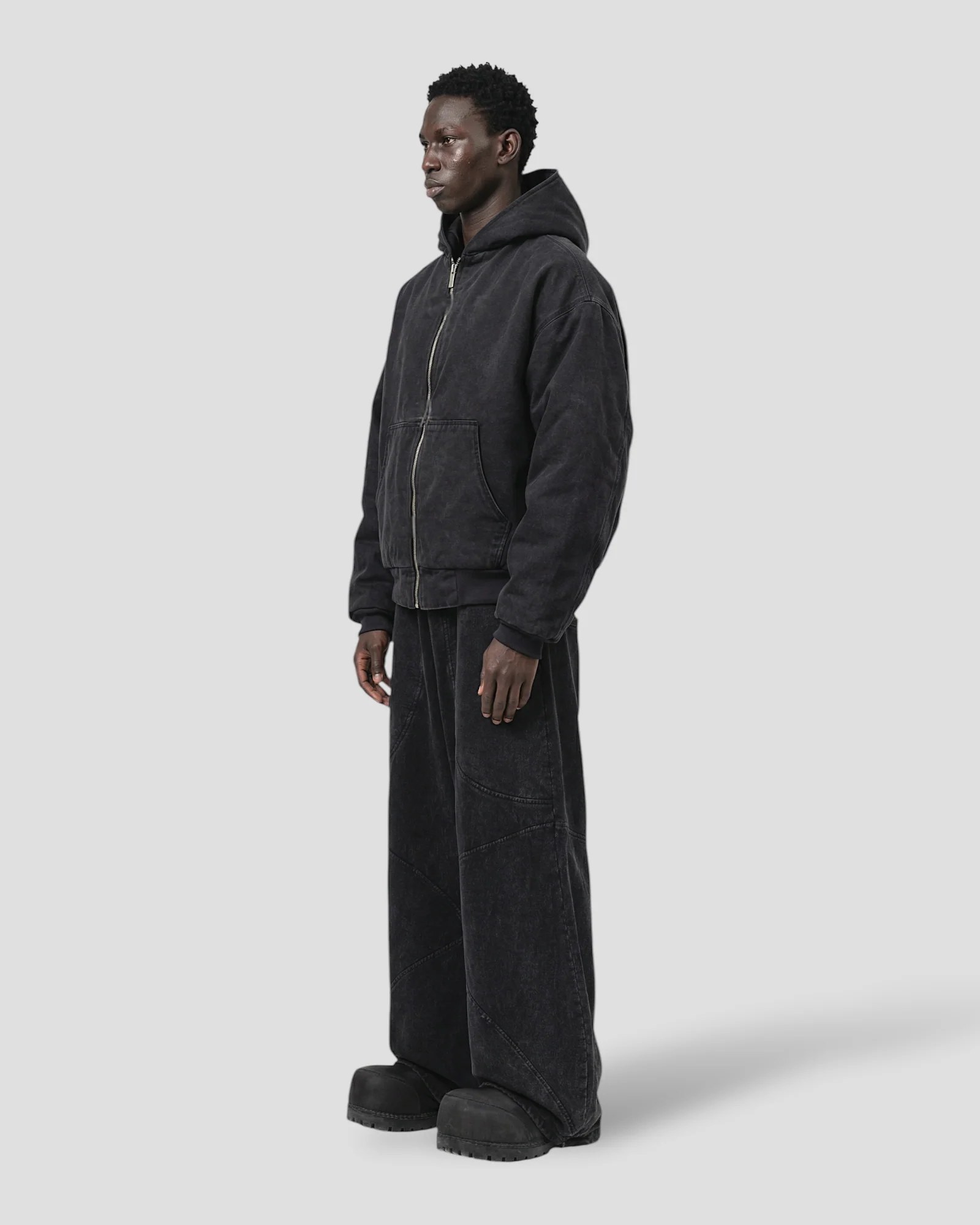 CORE WASHED HOOD DOUBLE LAYERED WORKER JACKET