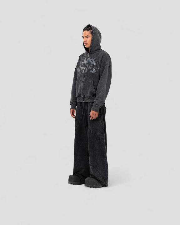 DEMENTE WASHED GREY ZIPUP JACKET