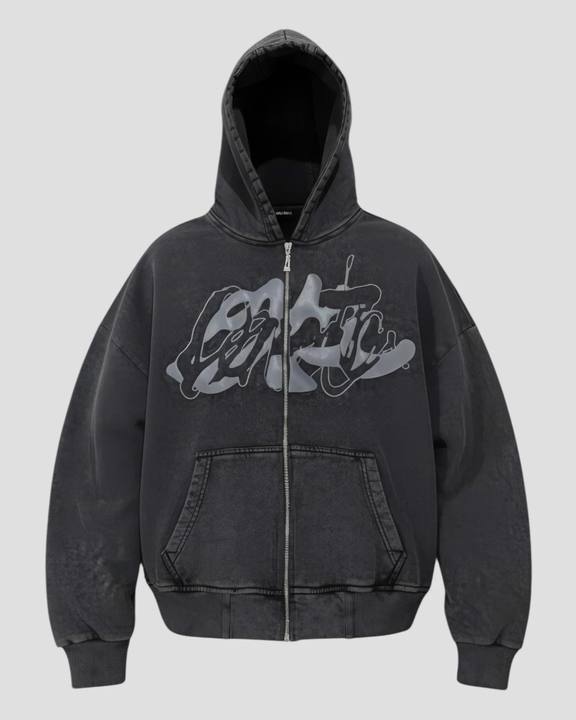 DEMENTE WASHED GREY ZIPUP JACKET