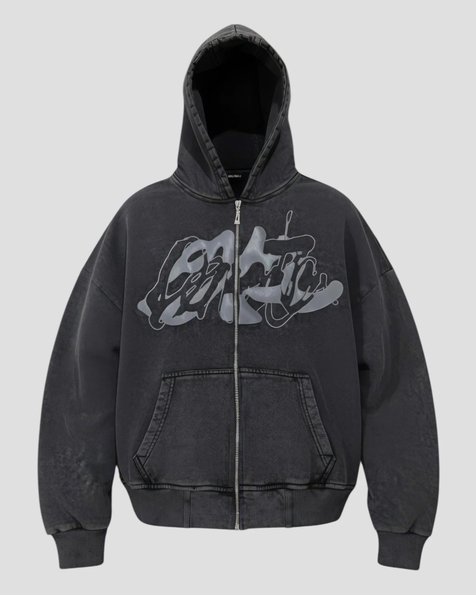 DEMENTE WASHED GREY ZIPUP JACKET