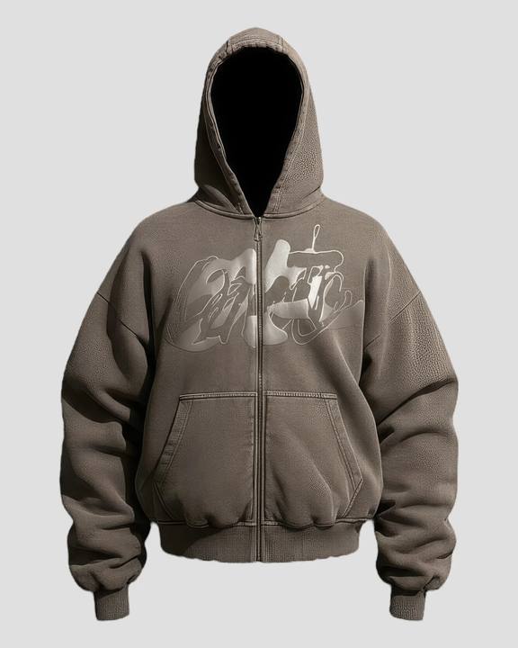 DEMENTE WASHED BROWN ZIPUP JACKET